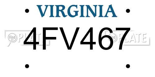 4FV467 Virginia License Plate