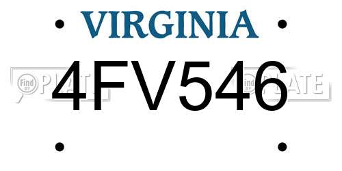 4FV546 Virginia License Plate
