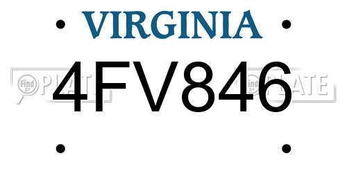4FV846 Virginia License Plate