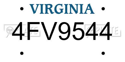 4FV9544 Virginia License Plate