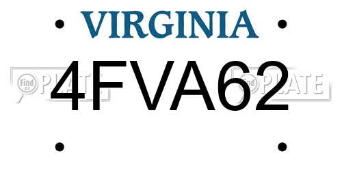 4FVA62 Virginia License Plate