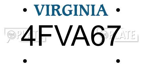 4FVA67 Virginia License Plate