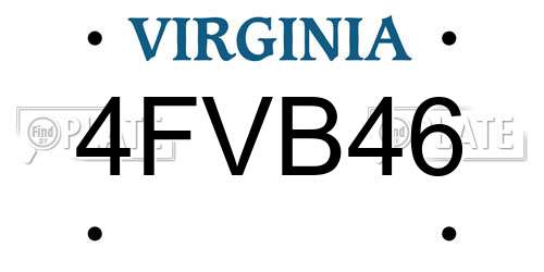 4FVB46 Virginia License Plate