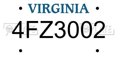 4FZ3002 Virginia License Plate