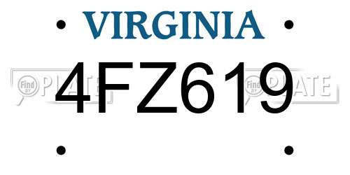 4FZ619 Virginia License Plate