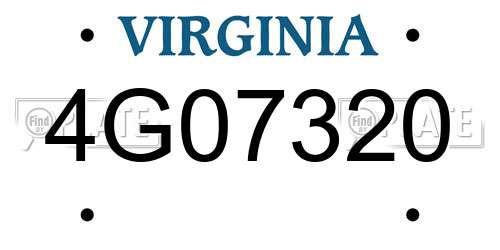 4G07320 Virginia License Plate