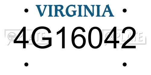 4G16042 Virginia License Plate