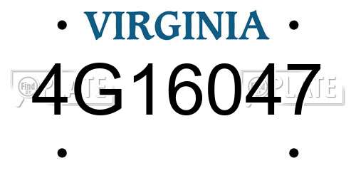 4G16047 Virginia License Plate