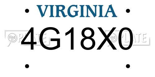 4G18X0 Virginia License Plate