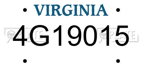 4G19015 Virginia License Plate