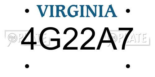 4G22A7 Virginia License Plate