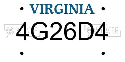 4G26D4 Virginia License Plate
