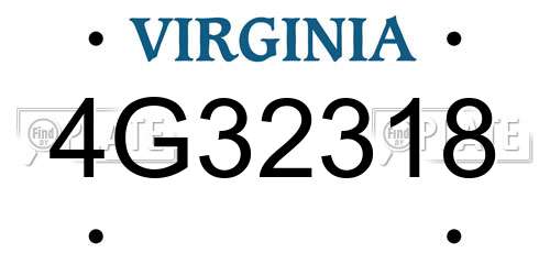 4G32318 Virginia License Plate