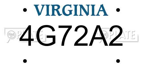 4G72A2 Virginia License Plate