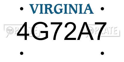 4G72A7 Virginia License Plate