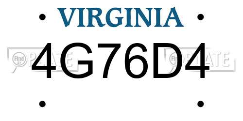 4G76D4 Virginia License Plate
