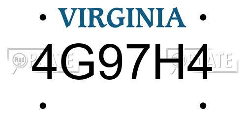 4G97H4 Virginia License Plate