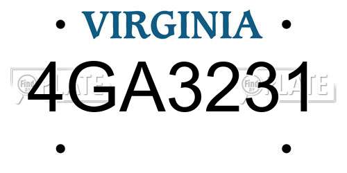 4GA3231 Virginia License Plate