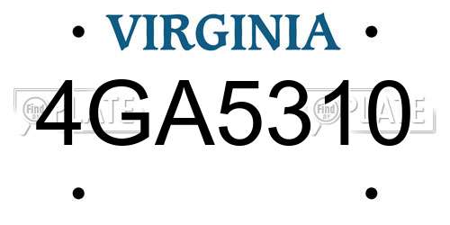 4GA5310 Virginia License Plate