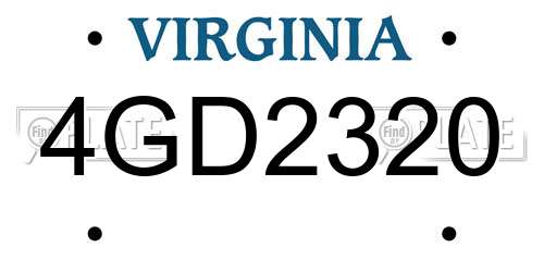 4GD2320 Virginia License Plate