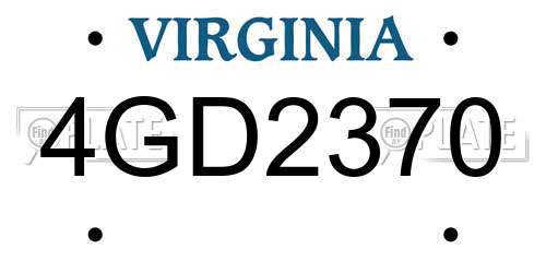 4GD2370 Virginia License Plate