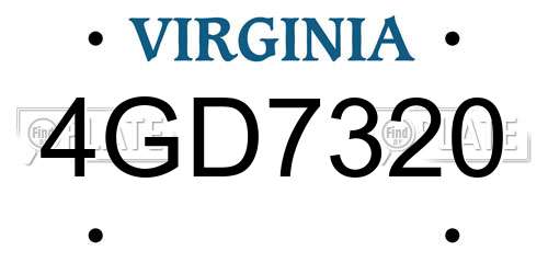 4GD7320 Virginia License Plate