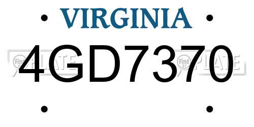 4GD7370 Virginia License Plate
