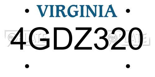 4GDZ320 Virginia License Plate