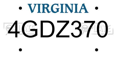 4GDZ370 Virginia License Plate