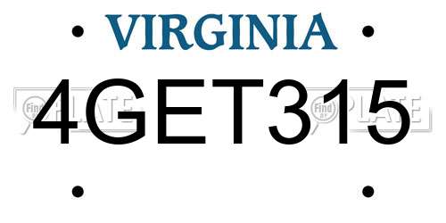 4GET315 Virginia License Plate