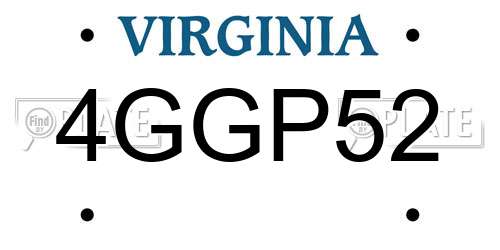 4GGP52 Virginia License Plate