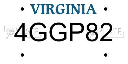 4GGP82 Virginia License Plate