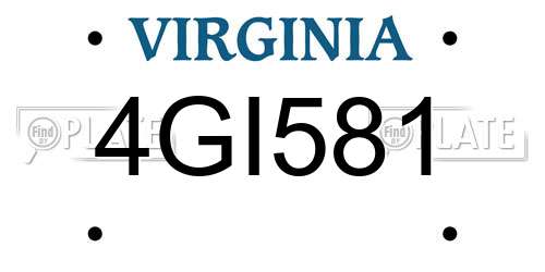 4GI581 Virginia License Plate