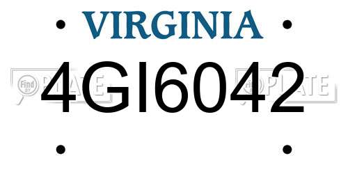 4GI6042 Virginia License Plate
