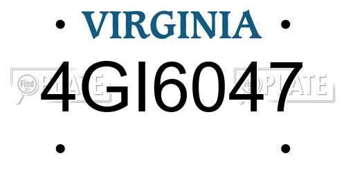 4GI6047 Virginia License Plate