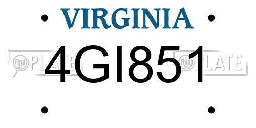 4GI851 Virginia License Plate