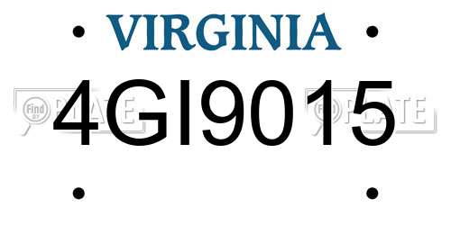 4GI9015 Virginia License Plate