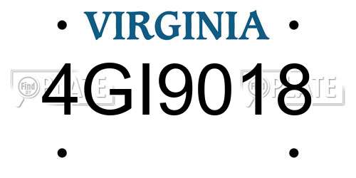 4GI9018 Virginia License Plate