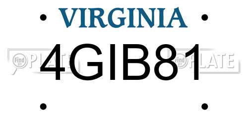 4GIB81 Virginia License Plate