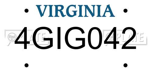 4GIG042 Virginia License Plate