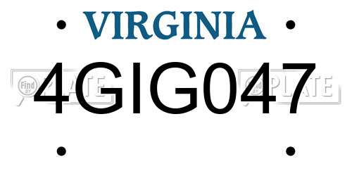 4GIG047 Virginia License Plate