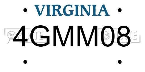 4GMM08 Virginia License Plate