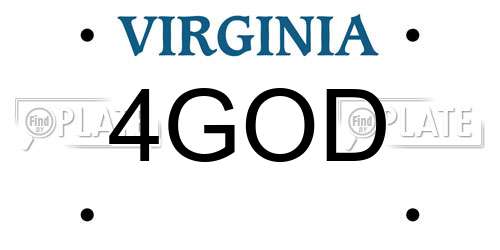 4GOD Virginia License Plate