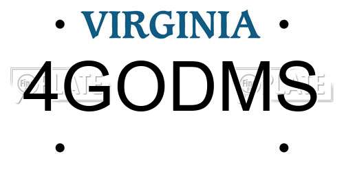 4GODMS Virginia License Plate
