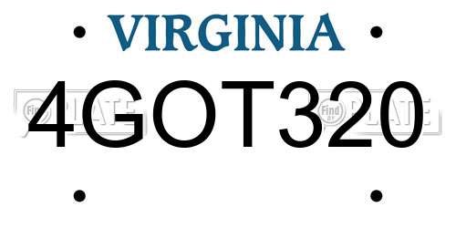 4GOT320 Virginia License Plate