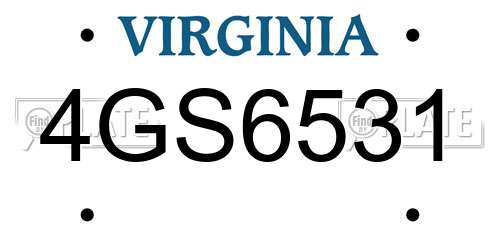 4GS6531 Virginia License Plate