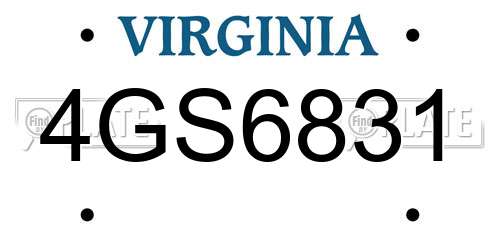 4GS6831 Virginia License Plate