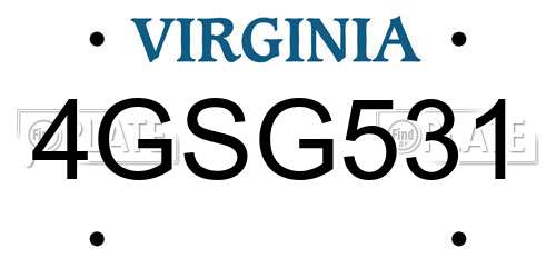 4GSG531 Virginia License Plate