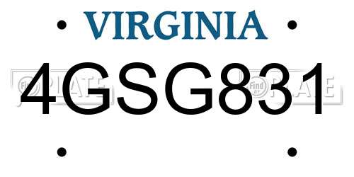 4GSG831 Virginia License Plate