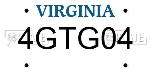4GTG04 Virginia License Plate